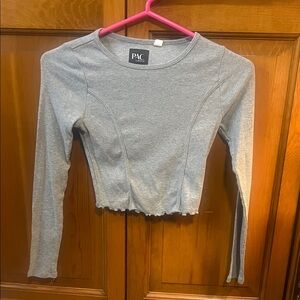 PacSun Heather Gray Long Sleeve Crop Top